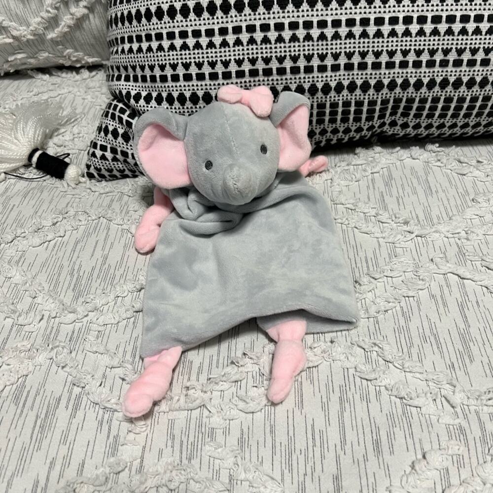 Elephant Pink Gray Security Blanket Lovey Stuffed Soft No Tag Rattle